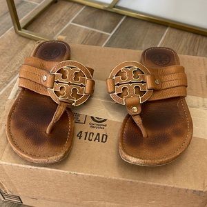 Tory Burch leather sandals with gold hardware